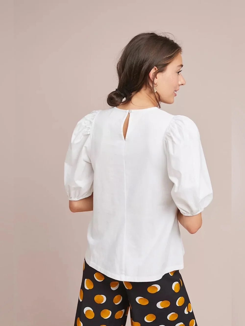Velvet by Graham & Spencer Miki Top Puff Short Sleeves A Line Blouse Size L